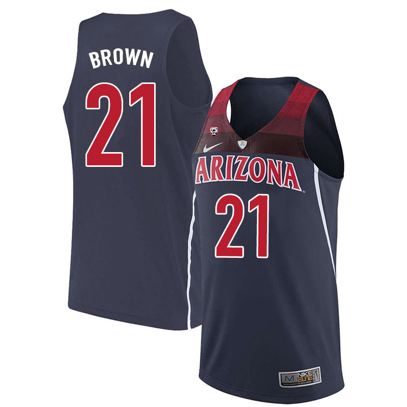 Men #21 Jordan Brown Arizona Wildcats College Basketball Jerseys Sale-Navy